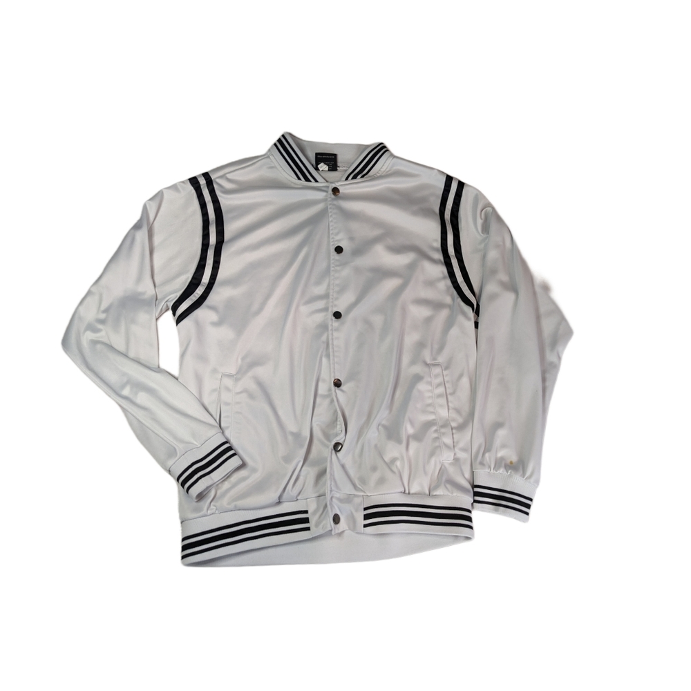 White and black bomber jacket